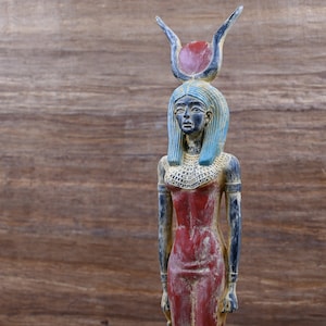 Egyptian statue of goddess Hathor goddess of Heaven, love, beauty, money, happiness, music, fertility, large statue made in Egypt