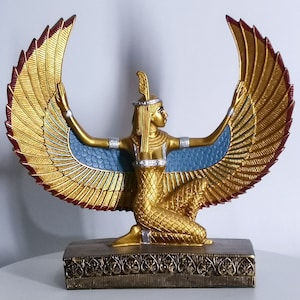 Estatua egipcia de la diosa maat diosa de la justicia Alas abiertas gran piedra pesada hecha en Egipto imagen 2