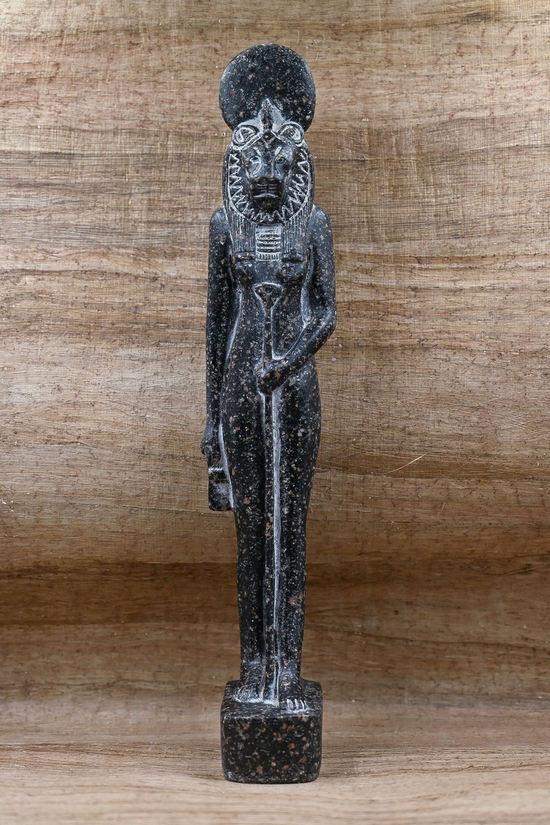 Statue of Egyptian Art Goddess Sekhmet Black Heavy Stone Made in Egypt ...