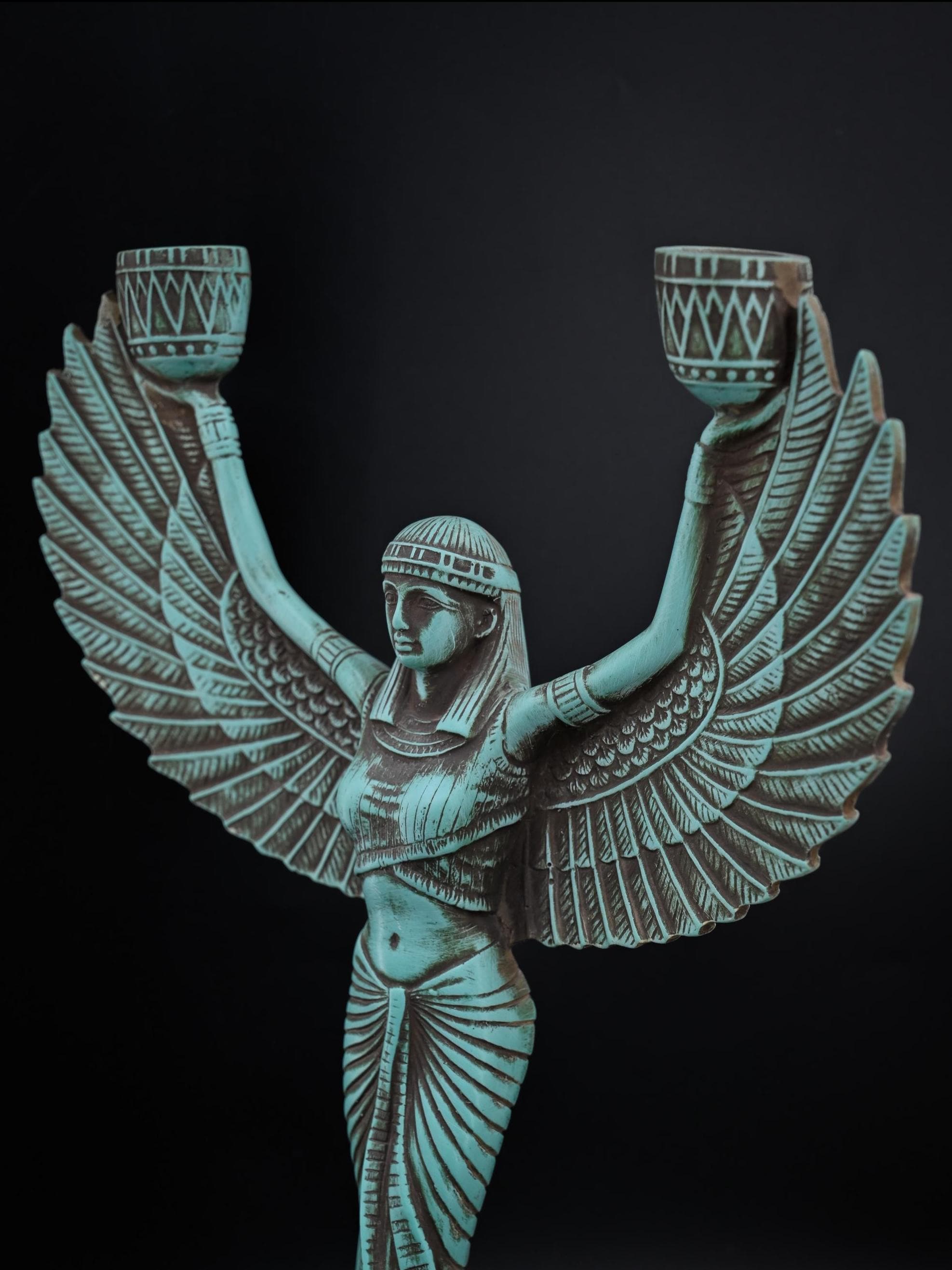 Egyptian statue of the goddess Isis with open wings made of stone Made in Egypt