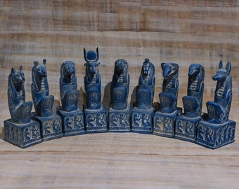 Estatuas de dioses egipcios: Anubis, Seth, Thoth, Bastet - Decoración antigua