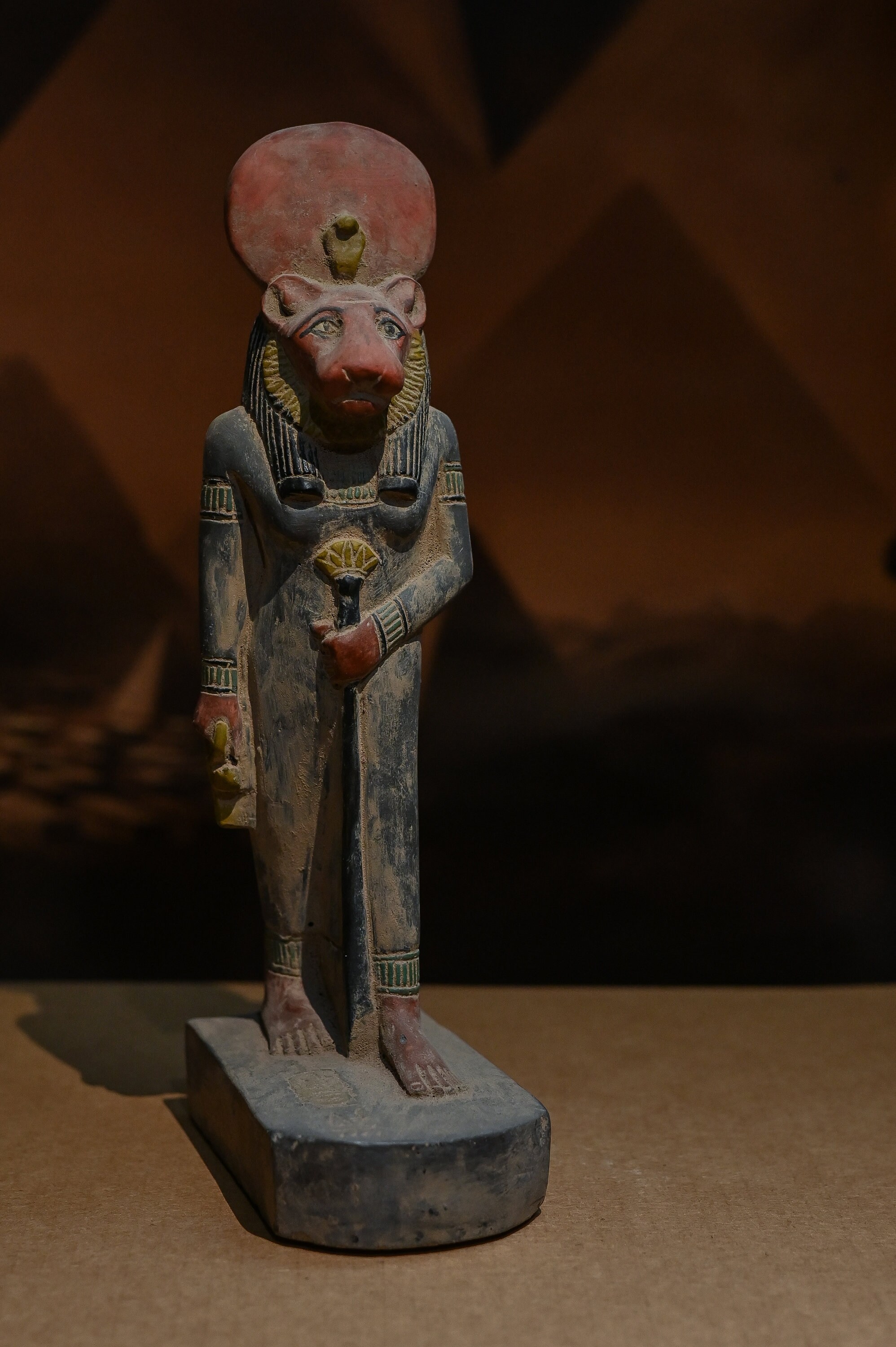 Statue of Egyptian Art Goddess Sekhmet Hand Painted Heavy Stone Made in ...