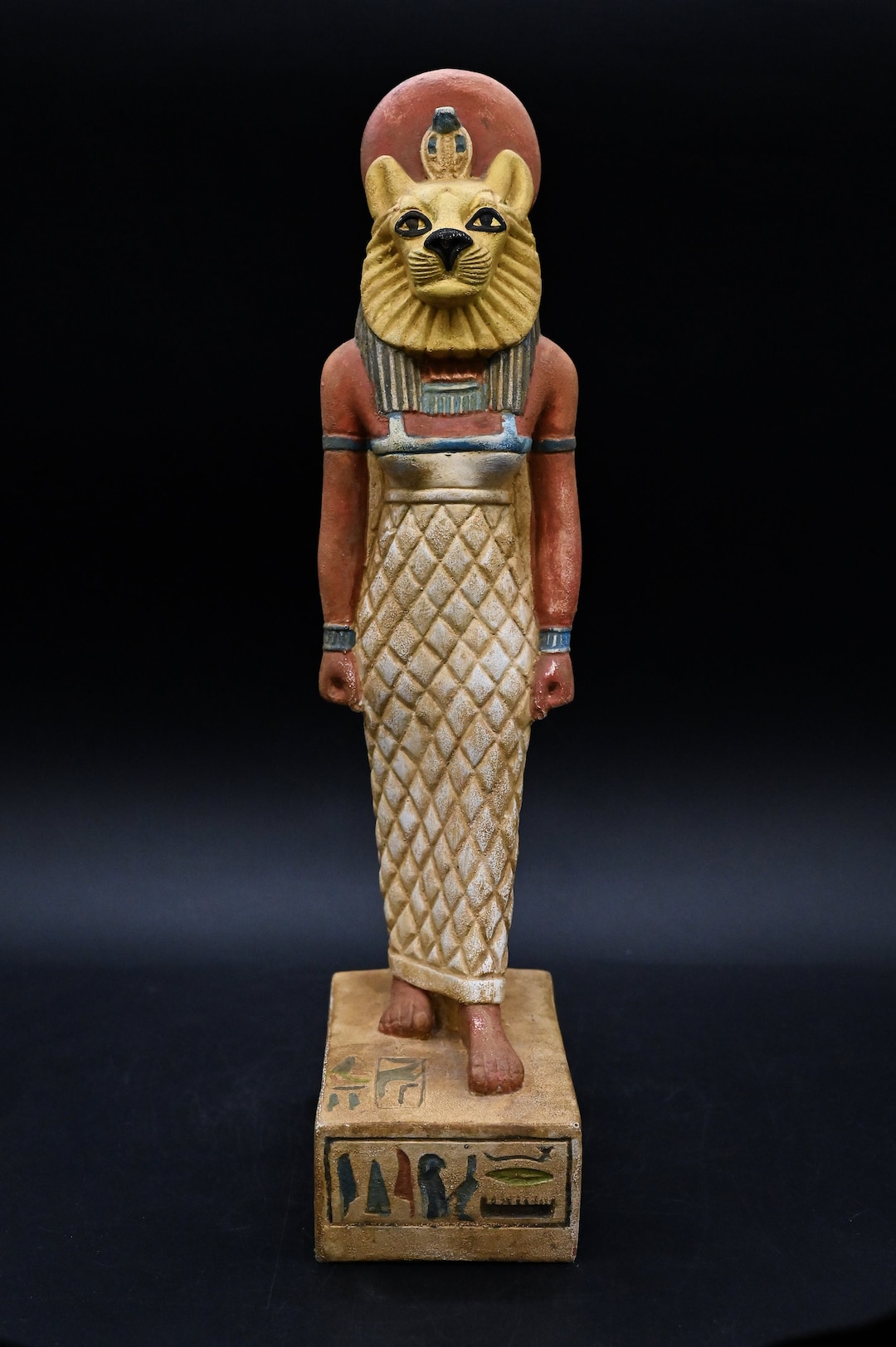 Statue of Egyptian Art Goddess Sekhmet Hand Painted Heavy Stone Made in ...