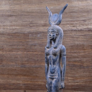 Egyptian statue of goddess Hathor goddess of Heaven, love, beauty, money, happiness, music, fertility, large statue made in Egypt