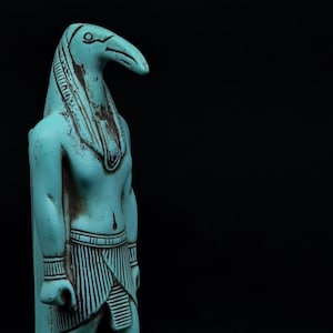 Egyptian statue of Thoth ancient Egyptian God Of wisdom blue made in Egypt