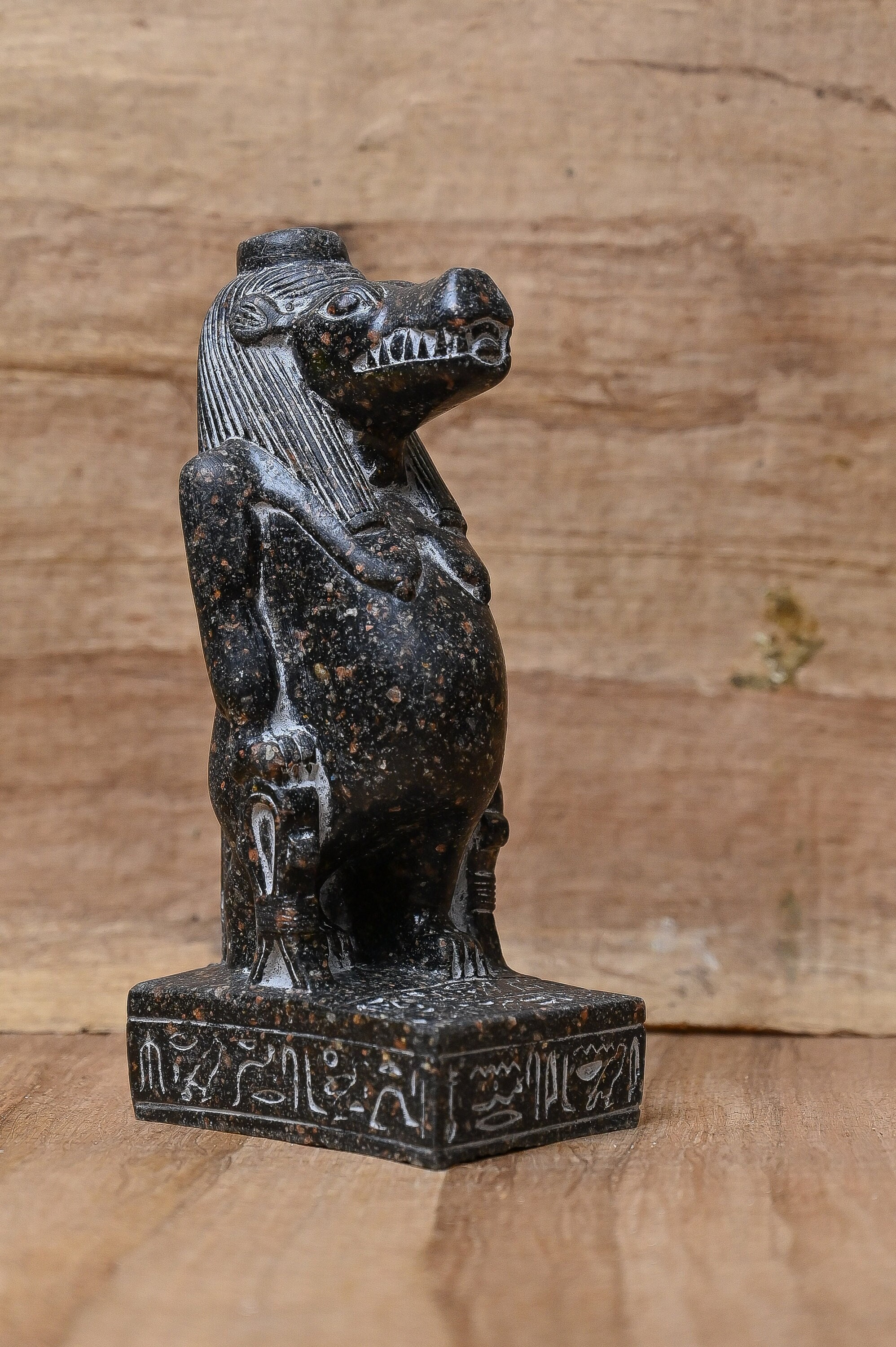 Statue of Ancient Egyptian Art Sobek Crocodile God Of The Nile heavy stone made in egypt
