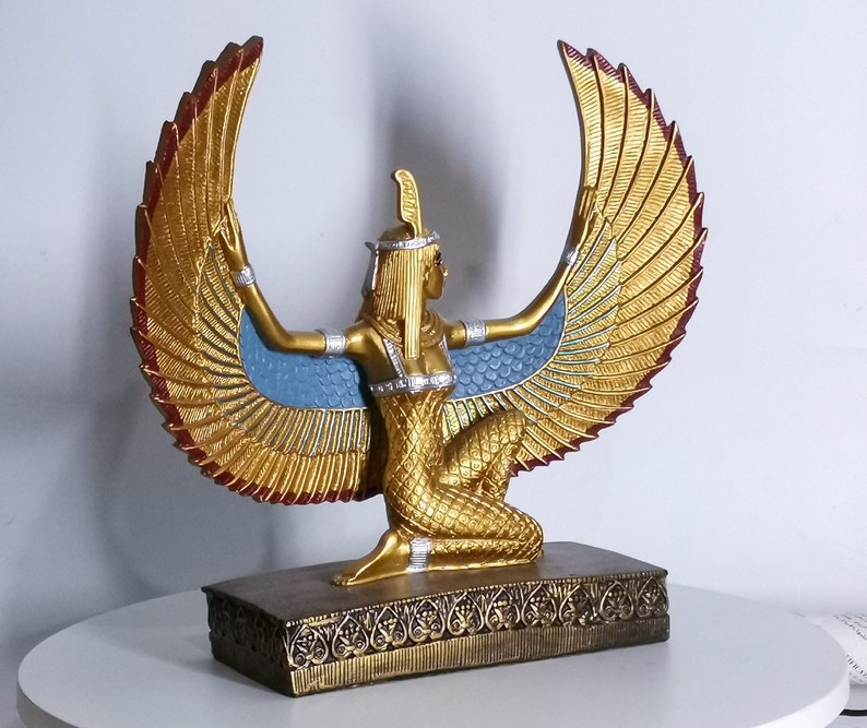 Estatua egipcia de la diosa maat diosa de la justicia Alas abiertas gran piedra pesada hecha en Egipto imagen 6