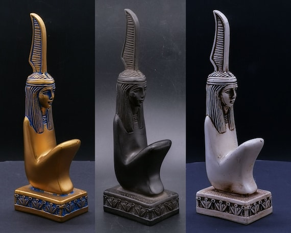 エジプト神話 女神マアト 彫刻 ユニークな女神マアト像 - ゴールドとブラックで利用可能 - 秩序