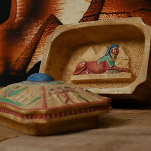 Unique Egyptian art Box Heavy decorative include Sphinx Pharaonic inscriptions made in egypt