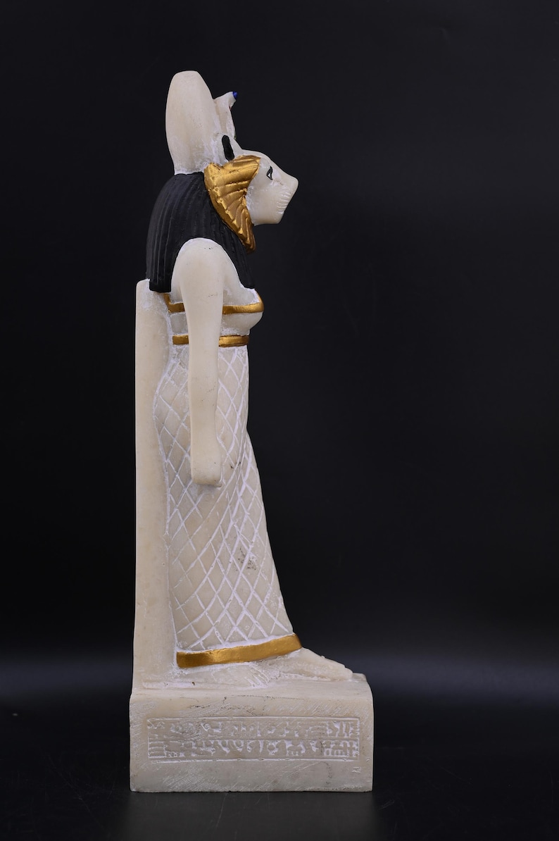 Statue of Egyptian Art Goddess Sekhmet Hand Painted Heavy Stone Made in ...