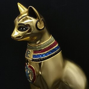 Egyptian goddess Bastet Cat statue Golden color made in egypt