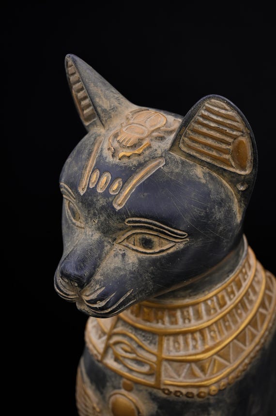 エジプトのバステト猫像：エジプト製の大きな石の彫刻 - Etsy 日本