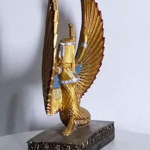 Estatua egipcia de la diosa maat diosa de la justicia Alas abiertas gran piedra pesada hecha en Egipto imagen 5