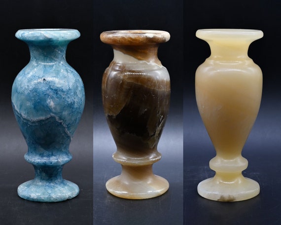 genuine alabaster 花瓶 アラバスター ユニークなエジプトのアート花瓶アラバスター石 3色 エジプト製