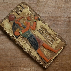 Rare wall hanging carved with the god Thoth and some pharaonic inscriptions made of stone, made in Egypt