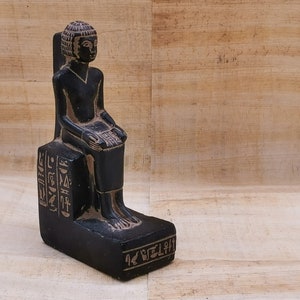 Statue of Egyptian art Seated statue of Imhotep holding an open papyrus scroll STONE made in egypt