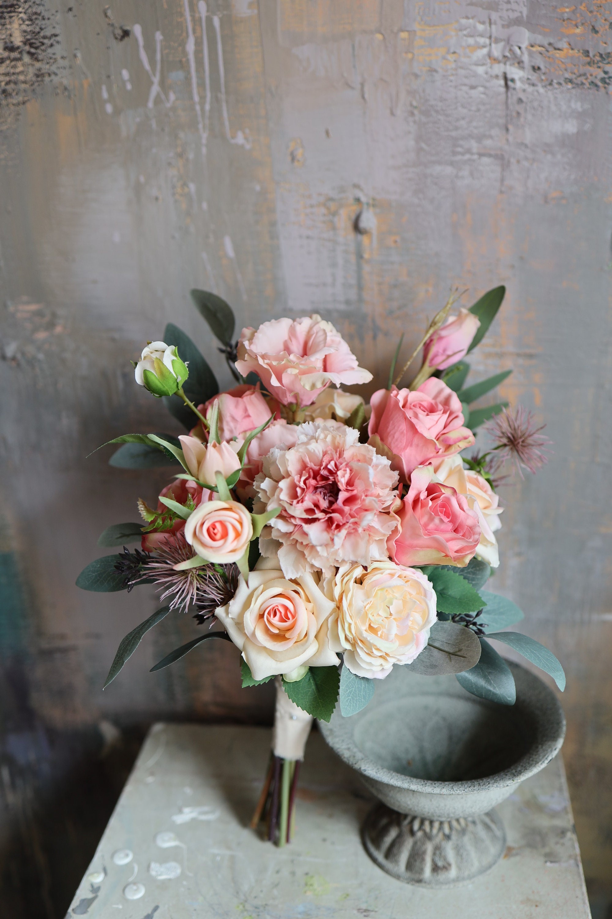 Wedding Flower Wedding Bouquet Silk Flower Vintage Bouquet Etsy UK