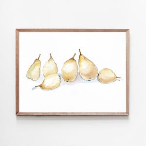 Poster, Print Pears, Food Painting, Art Print, Watercolor Painting, Hand painting, Modern Art Contemporary Art, Wall Art, Kitchen