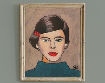 Woman Portrait Poster Print, Fashion Wall Art, Acrylic Painting