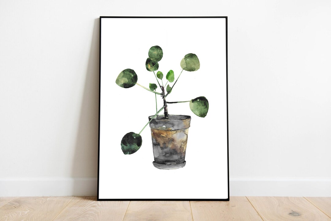 Pilea Plant Watercolor Art Print, Botanical Wall Decor - Etsy