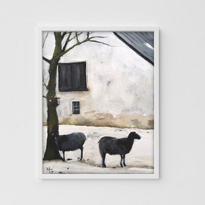 Poster Print Animal Sheep Art Print Acrylic Painting Art Countryside Wall Art Hand Painted Neutral Farmhouse Decor image 6