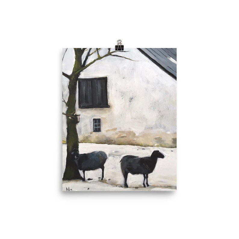 Poster Print Animal Sheep Art Print Acrylic Painting Art Countryside Wall Art Hand Painted Neutral Farmhouse Decor image 3