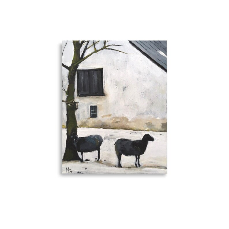 Poster Print Animal Sheep Art Print Acrylic Painting Art Countryside Wall Art Hand Painted Neutral Farmhouse Decor image 4