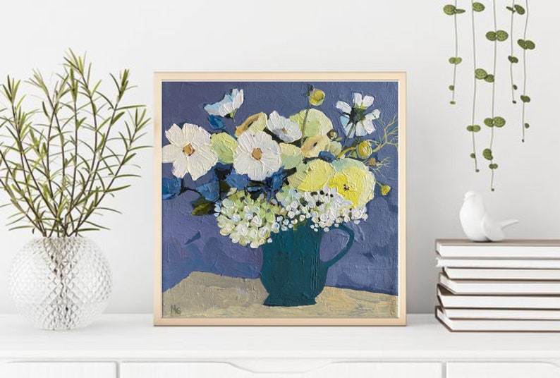 Poster, Print, Flowers, Bouquet, Floral Painting, Artwork, Wall Art, Contemporary Art, Hand painting, Acrylic on canvas image 4