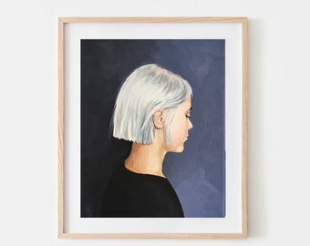 Woman Portrait Poster Print, Contemporary Acrylic Painting, Wall Art