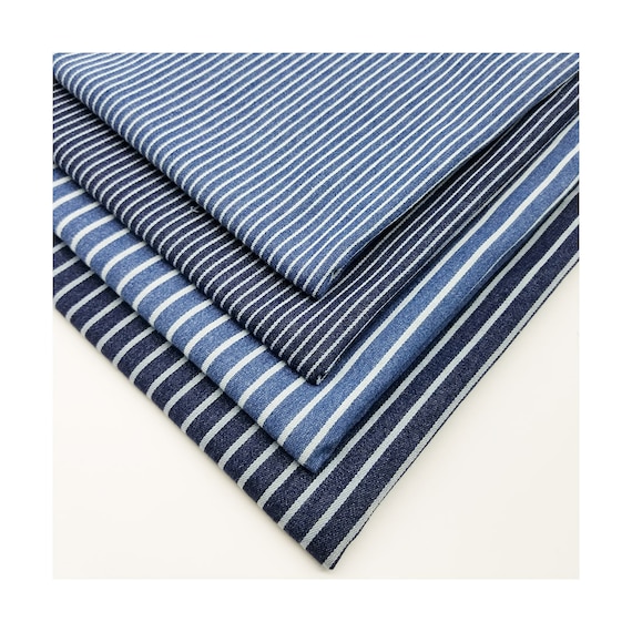 Striped Denim Fabric Washed Denim Fabric Apparel Fabric by Etsy
