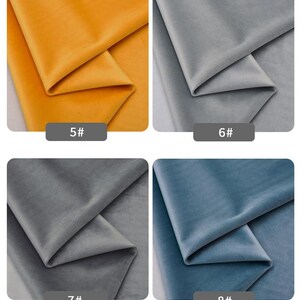 May include: Four fabric swatches in different colors: mustard yellow, light gray, dark gray, and light blue. Each swatch is folded in half and labeled with a number: 5#, 6#, 7#, and 8#.