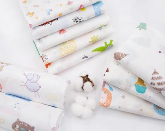 Double Layered Gauze Muslin Fabric, Printed Cotton Fabric, Soft Cotton Fabric for Baby Clothes, Bath Towels, Bibs, By The Yard