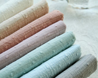 Macaron Three-Dimensional Jacquard Crepe Pure Cotton Fabric, Soft Cotton Fabric, Thin Cotton Fabric, Summer Fabric, By The Half Yard