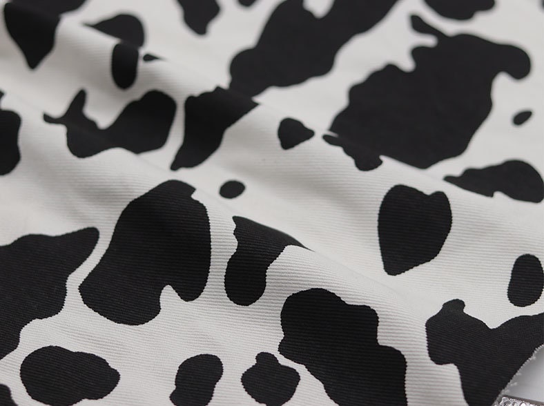 Dairy Cow Cotton Denim Printed Fabric Washed Denim Twill Etsy