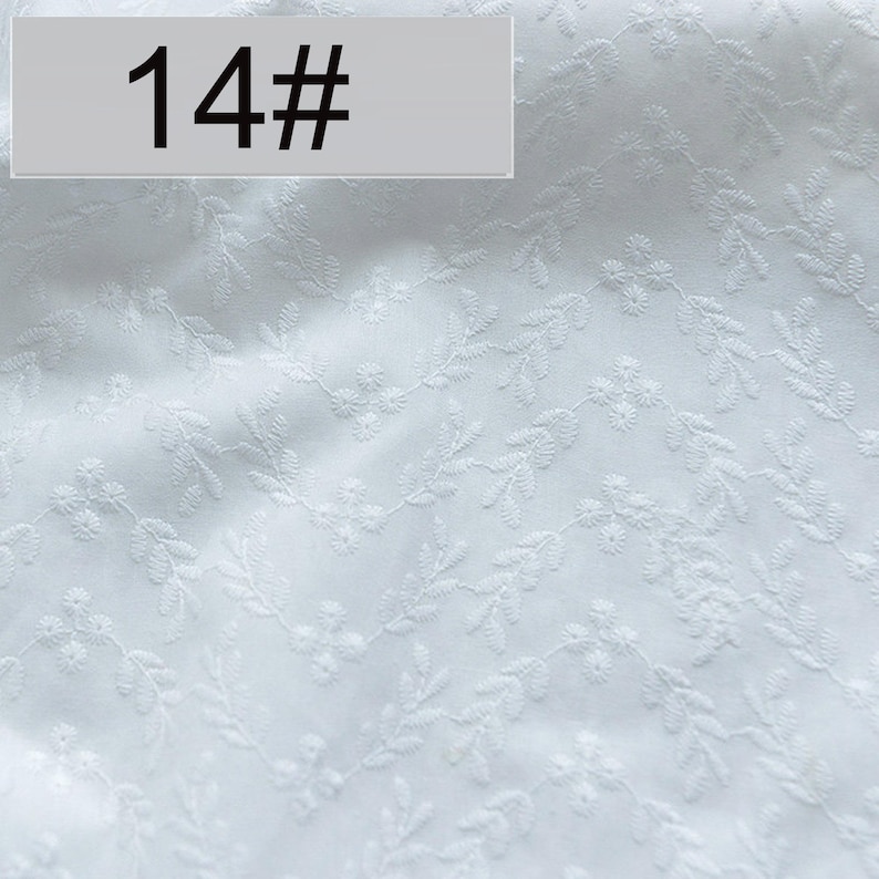 100% Cotton Lace Fabric, Cotton Embroidery Fabric, Hollow Lace Wedding Fabric, Dress Fabric, Apparel Fabric, By the Half Yard 14#