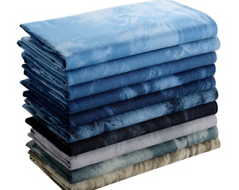 Tie-Dye Washed Denim, Washed Denim Fabric, Lekka niebieska tkanina denimowa, Miękki denim, Tkanina jeansowa, Na pół jarda