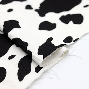Dairy Cow Cotton Denim, Printed Fabric, Washed Denim, Twill Fabric, Garment Fabric, By The Half Yard