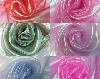 Gauze Stoff, Bright Shiny Irisierende Farbe Voile Garn Gauze Stoff, Symphony Laser Stoff, Glasgarn Stoff, Kleid Stoff, Bulk Stock