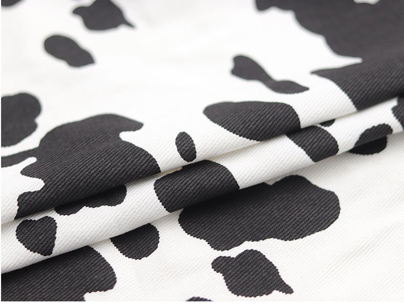Dairy Cow Cotton Denim Printed Fabric Washed Denim Twill Etsy