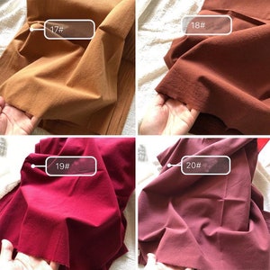 May include: Four fabric swatches in different colours: a light brown, a dark brown, a burgundy red, and a deep rose. Each swatch has a number printed on it: 17#, 18#, 19#, and 20#.