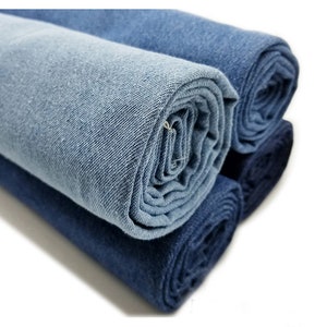 Washed Denim fabric, Cotton Denim Fabric, Denim Fabric Middleweight, By The Half Yard