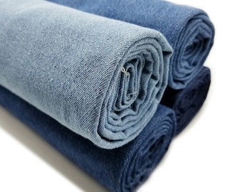 Washed Denim fabric, Cotton Denim Fabric, Denim Fabric Middleweight, By The Half Yard