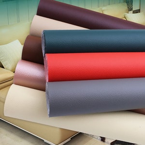 Self-Adhesive Leather Fabric, Artificial Leather Fabric, Faux Leather Fabric, Band-aid Leather, Upholstery Fabric, By the Half Yard