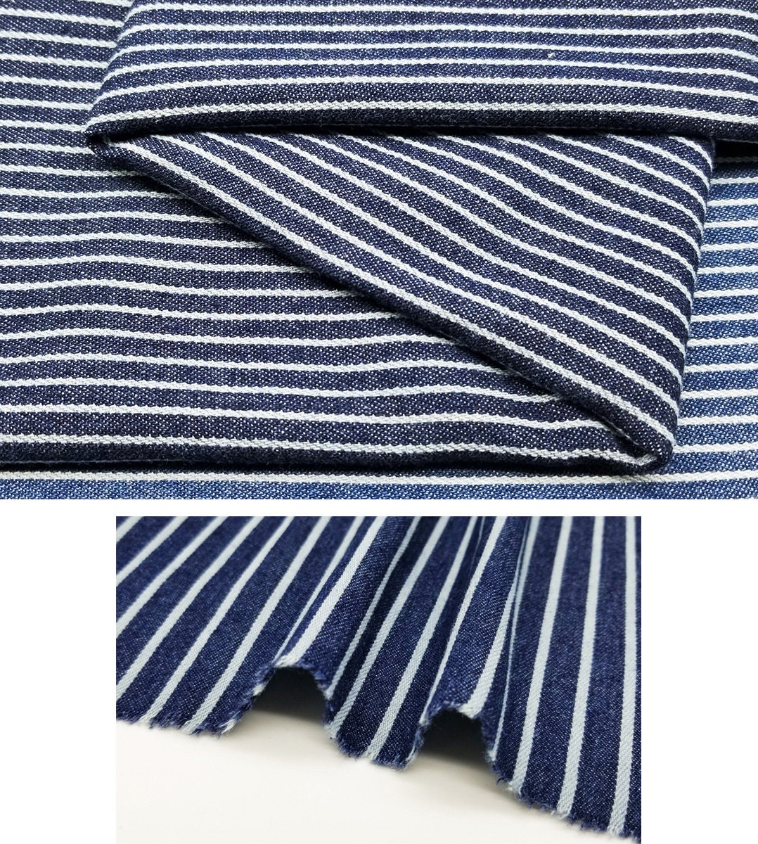Stretch Denim Fabric, Washed Denim Fabric, Handwork Sewing Jacket Skirt  Shirt Dress Denim Fabric by the Half Yard 