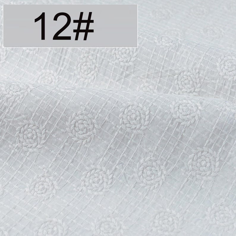 100% Cotton Lace Fabric, Cotton Embroidery Fabric, Hollow Lace Wedding Fabric, Dress Fabric, Apparel Fabric, By the Half Yard 12#