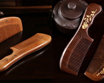 Peach Wood Comb, Sandalwood Comb, Natural Sandalwood Comb, Non-static Wood Comb