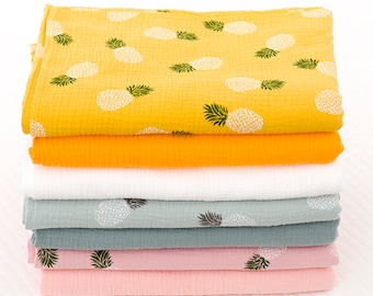 2-Layered Crinkle Cotton Gauze Muslin Fabric, Class A Fabric, Baby Fabric, Apparel  Fabric, By the Half Yard