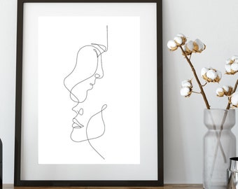 Abstract couple printable line art