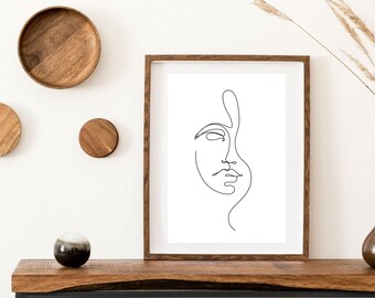 Abstract face printable line art