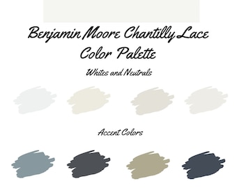 Chantilly Lace by Benjamin Moore whole home color palette - interior paint palette
